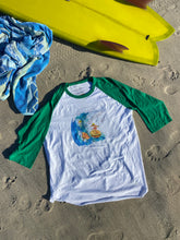 Load image into Gallery viewer, The Sungodz x Hamburger Hut, "Surfing Burger" 3/4 sleeve raglan shirt
