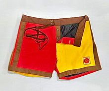 Load image into Gallery viewer, The Sungodz Summer 25 Surf Trunk - in Fiesta Red on Yellow - Made in Italy!!