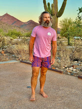 Load image into Gallery viewer, SOLD OUT - The Sungodz "World" Walkshort - in Amalfi Blue with Tangerine print.