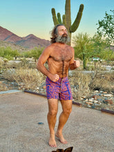 Load image into Gallery viewer, SOLD OUT - The Sungodz "World" Walkshort - in Amalfi Blue with Tangerine print.