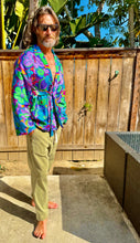 Load image into Gallery viewer, The Sungodz Kimono Smokin' Jacket - in the Mar'Meadow Green Colorway.