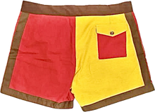 Load image into Gallery viewer, The Sungodz Summer 25 Surf Trunk - in Fiesta Red on Yellow - Made in Italy!!