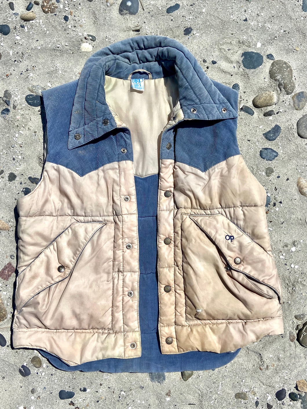 Vintage early 1980's OP Cord/Puff vest. Size Large