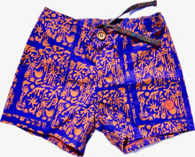 Load image into Gallery viewer, SOLD OUT - The Sungodz "World" Walkshort - in Amalfi Blue with Tangerine print.