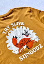 Load image into Gallery viewer, Sungodz 'Try Slow' unisex T-shirt in Toast Tan.