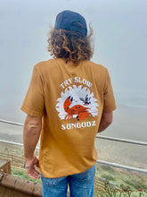 Load image into Gallery viewer, Sungodz 'Try Slow' unisex T-shirt in Toast Tan.