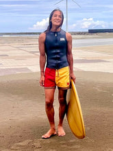 Load image into Gallery viewer, The Sungodz Summer 25 Surf Trunk - in Fiesta Red on Yellow - Made in Italy!!
