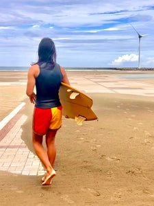 The Sungodz Summer 25 Surf Trunk - in Fiesta Red on Yellow - Made in Italy!!