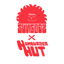 Load image into Gallery viewer, The Sungodz x Hamburger Hut, &quot;Surfing Burger&quot; 3/4 sleeve raglan shirt
