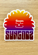 Load image into Gallery viewer, Sungodz Siesta Sun, Sunset Color fade, 4x4&quot; clear back sticker.
