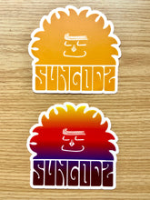 Load image into Gallery viewer, Sungodz Siesta Sun, Sunset Color fade, 4x4&quot; clear back sticker.

