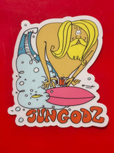 Load image into Gallery viewer, Sungodz Surfin Dude sticker, 5 inch clear back
