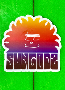 Sungodz Siesta Sun, Sunset Color fade, 4x4" clear back sticker.