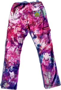 Purple Haze Tie Dye Pants in 100 % Organic Italian Cotton, Size Large 32"-34"