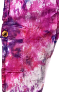 Purple Haze Tie Dye Pants in 100 % Organic Italian Cotton, Size Large 32"-34"