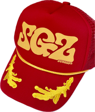 Load image into Gallery viewer, SGZ Captain's snapback Trucker hat in red
