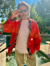 Load image into Gallery viewer, The Sungodz Kimono Smokin' Jacket - in the Shogun Red Colorway.
