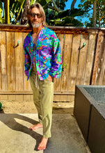 Load image into Gallery viewer, The Sungodz Kimono Smokin' Jacket - in the Mar'Meadow Green Colorway.
