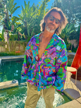 Load image into Gallery viewer, The Sungodz Kimono Smokin' Jacket - in the Mar'Meadow Green Colorway.
