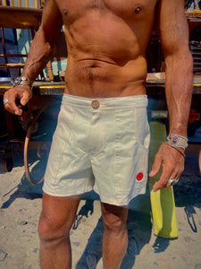 Sungodz Summer 2025 White Walkshort in 100% Organic Italian Cotton.