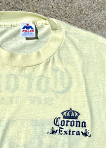 Vintage 1980's Corona Surf Team tshirt, Yellow XL fits more like a large