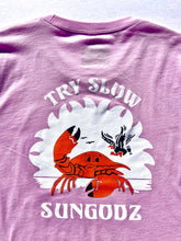 Load image into Gallery viewer, Sungodz &#39;Try Slow&#39; unisex T-shirt in Lilac.
