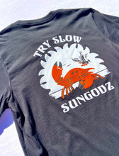 Load image into Gallery viewer, Sungodz &#39;Try Slow&#39; unisex T-shirt in Vintage Black
