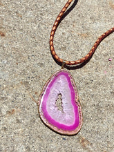 Load image into Gallery viewer, Pink Agate in Golden Silver on Light Brown leather strap
