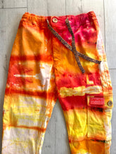 Load image into Gallery viewer, Sungodz Tie-Dye UniSex Jam Pant in one of kind &quot;Tequila Sunrise&quot; Custom Color in size XS 28-30&quot;
