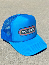 Load image into Gallery viewer, Sungodz RockGodz design Trucker Hat in Electric Blue
