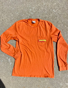 Vintage Orange Lightning Bolt Longsleeve shirt "LB Design". Size Large