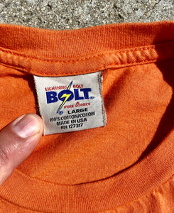 Vintage Orange Lightning Bolt Longsleeve shirt "LB Design". Size Large