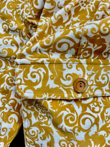 Sungodz'23 Cruiser Jam Pant in Gold Yellow Paisley Printed Vintage Cordory Fabric.