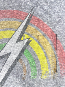 Size Large, Grey Lightning Bolt Rainbow design vintage pocket tee